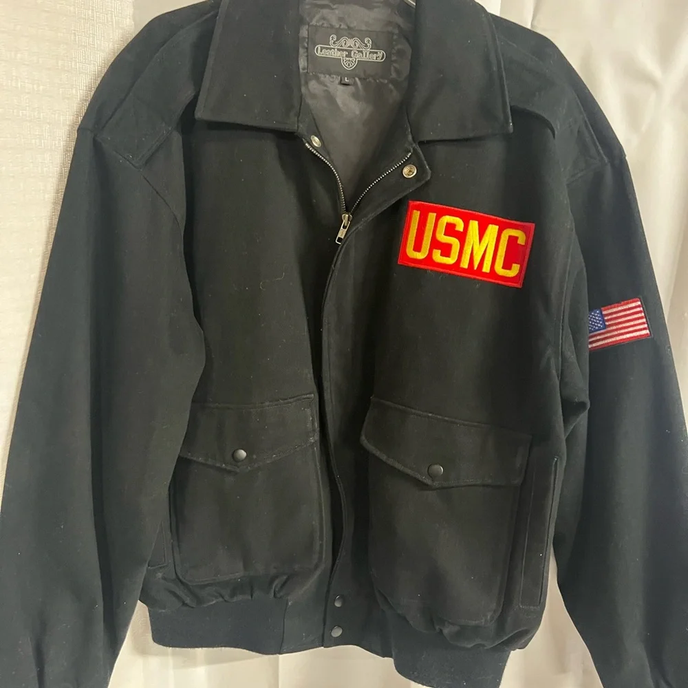 United States Marine Corps Black Bomber Jacket - Picture 4 of 9